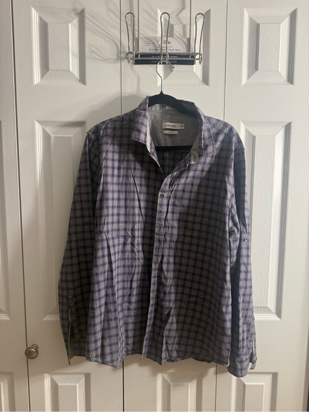 Calvin Klein Purple Plaid Casual Button-Down Shirt